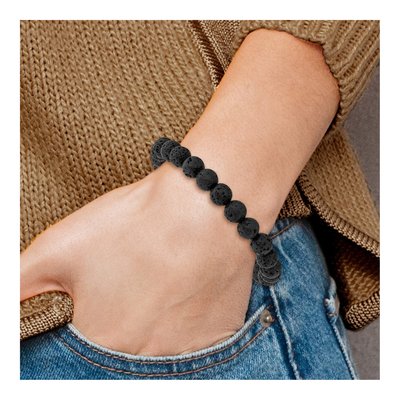 8mm Volcanic Rock Agate Stretch Bracelet – view 4