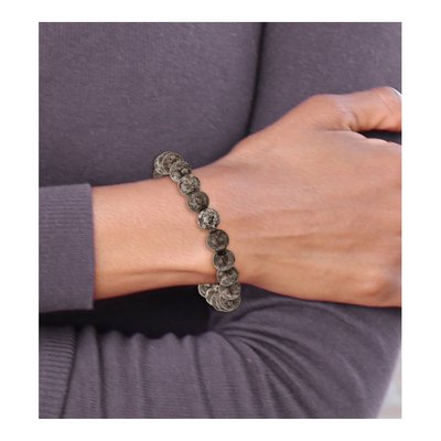 Grey Snowflake Agate Stretch Bracelet – view 4