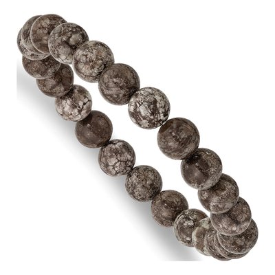 Grey Snowflake Agate Stretch Bracelet