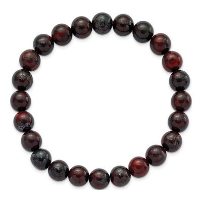 Red Agate Beaded Stretch Bracelet, 8mm – view 2