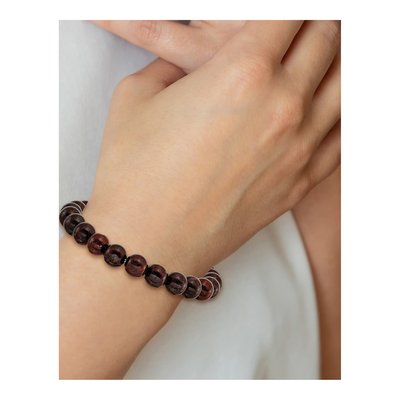 Red Agate Beaded Stretch Bracelet, 8mm – view 4
