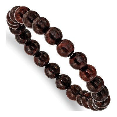 Red Agate Beaded Stretch Bracelet, 8mm