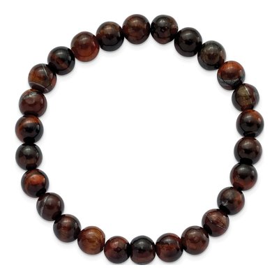 Red Tiger's Eye Beaded Stretch Bracelet – view 2