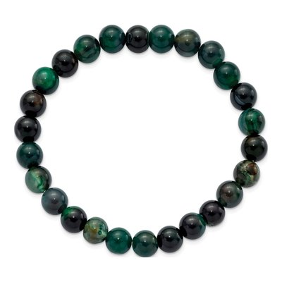 8mm Aquatic Agate Beaded Stretch Bracelet – view 2