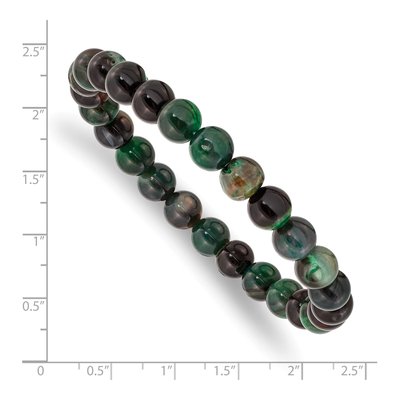 8mm Aquatic Agate Beaded Stretch Bracelet – view 3