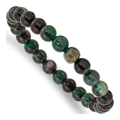 8mm Aquatic Agate Beaded Stretch Bracelet
