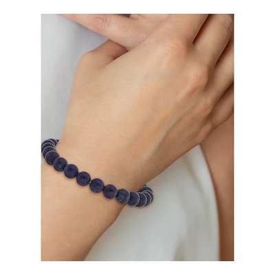 8mm Lapis Agate Beaded Stretch Bracelet – view 4