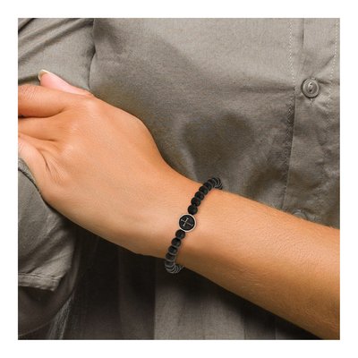 Chisel Steel Black Agate Cross Stretch Bracelet – view 5