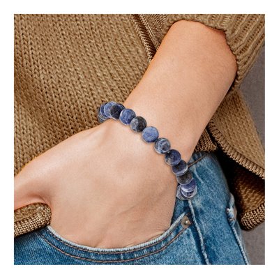 8mm Sodalite Agate Beaded Stretch Bracelet – view 4