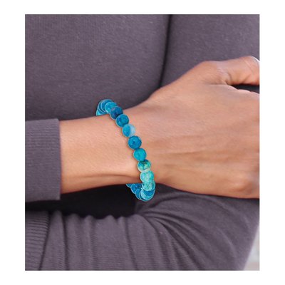 Blue Fire Agate Beaded Stretch Bracelet – view 4