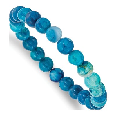 Blue Fire Agate Beaded Stretch Bracelet