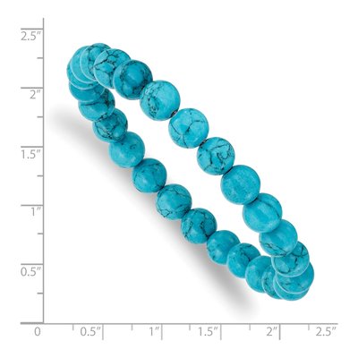 8mm Blue Turquoise Agate Stretch Bracelet – view 3