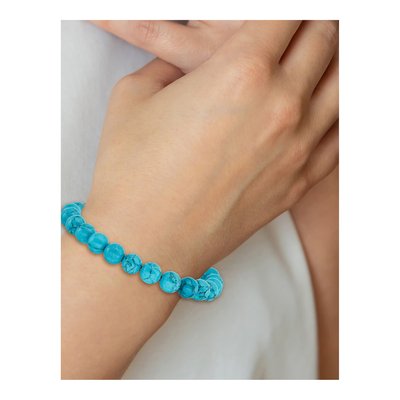 8mm Blue Turquoise Agate Stretch Bracelet – view 4
