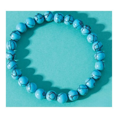 8mm Blue Turquoise Agate Stretch Bracelet – view 5