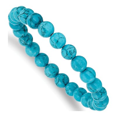 8mm Blue Turquoise Agate Stretch Bracelet