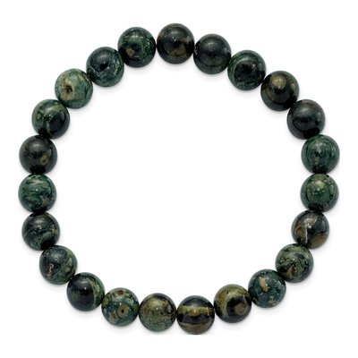 Green Agate Beaded Stretch Bracelet 8mm – view 2