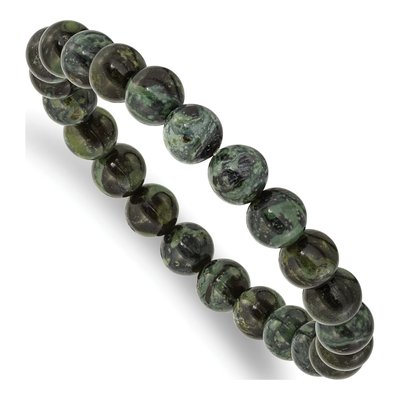 Green Agate Beaded Stretch Bracelet 8mm