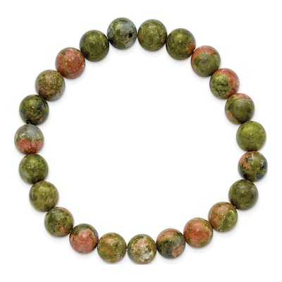8mm Unakite Agate Stretch Bracelet – view 2