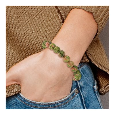 8mm Unakite Agate Stretch Bracelet – view 4