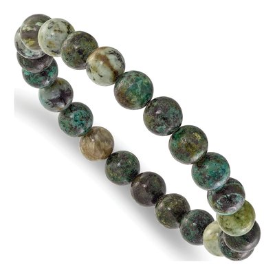 African Pine Agate Stretch Bead Bracelet