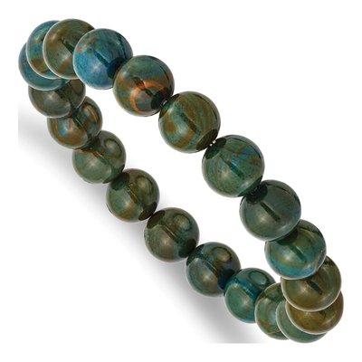 Green Agate 10mm Beaded Stretch Bracelet