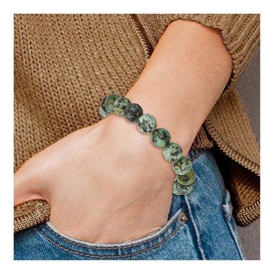 10mm African Pine Agate Stretch Bracelet – view 4