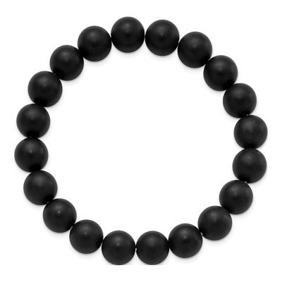 Black Agate 10mm Beaded Stretch Bracelet – view 2
