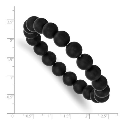 Black Agate 10mm Beaded Stretch Bracelet – view 3