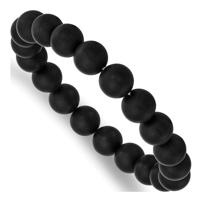 Black Agate 10mm Beaded Stretch Bracelet