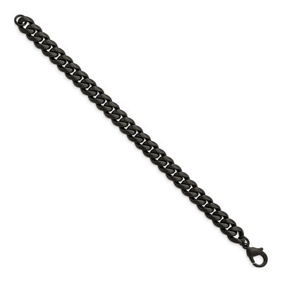 Men's Black Stainless Steel 10mm Black Curb Chain Bracelet – view 3