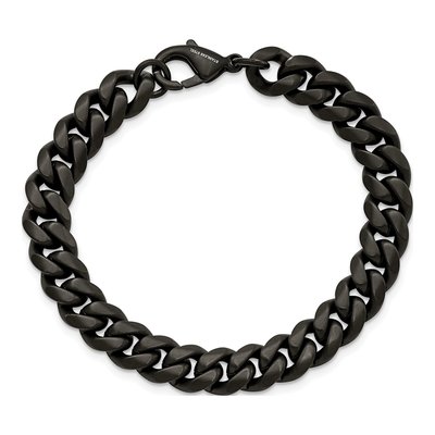 Men's Black Stainless Steel 10mm Black Curb Chain Bracelet – view 4
