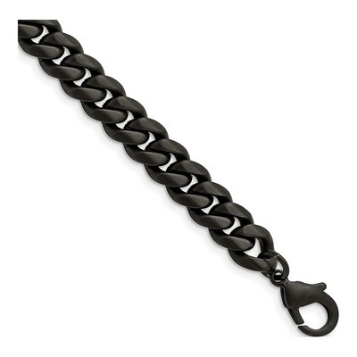 Men's Black Stainless Steel 10mm Black Curb Chain Bracelet