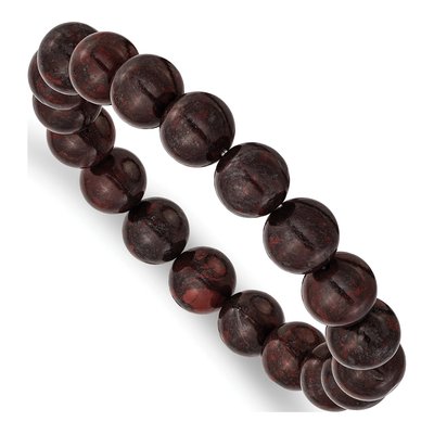 10mm Black & Red Agate Stretch Bracelet