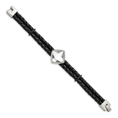 Stainless Steel Braided Leather Bracelet – view 2