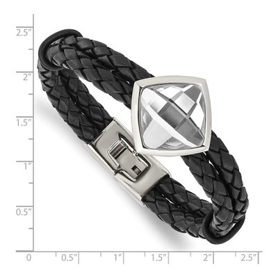 Stainless Steel Braided Leather Bracelet – view 3