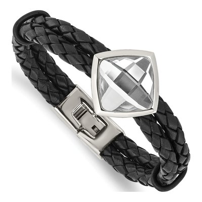 Stainless Steel Braided Leather Bracelet