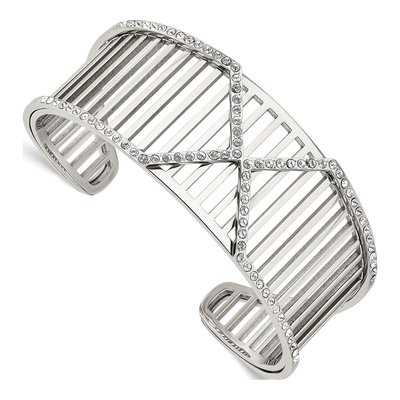 Stainless Steel Crystal Cuff Bracelet