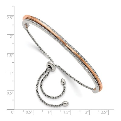 Stainless Steel Crystal IP Heart Bangle Bracelet – view 3