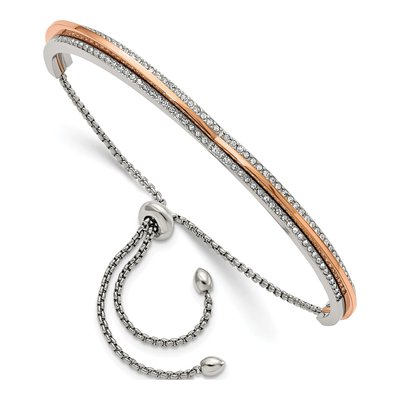 Stainless Steel Crystal IP Heart Bangle Bracelet