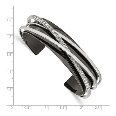 Black Stainless Steel Crystal Cuff Bracelet – view 3