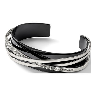 Black Stainless Steel Crystal Cuff Bracelet – view 5