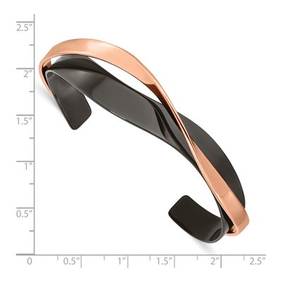 Stainless Steel Black IP Twisted Cuff Bracelet – view 3