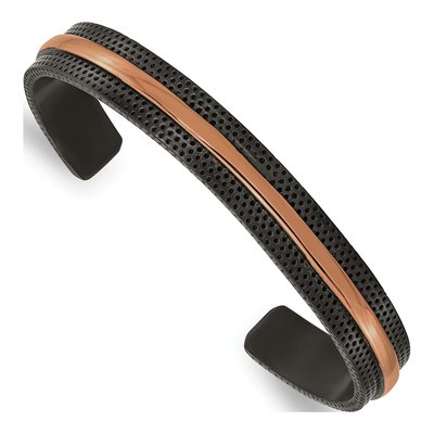 Stainless Steel Black Brown IP Cuff Bracelet