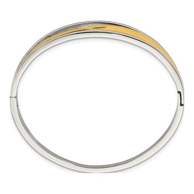 Chisel Twisted Bangle Bracelet, Steel & Yellow IP – view 3
