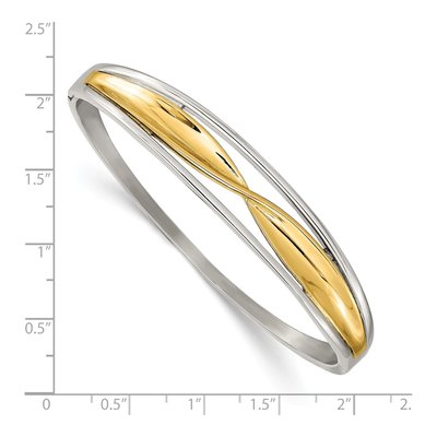 Chisel Twisted Bangle Bracelet, Steel & Yellow IP – view 4