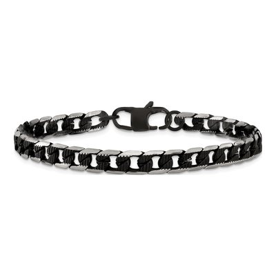 Men's Black Stainless Steel 7mm Curb Chain Bracelet – view 4