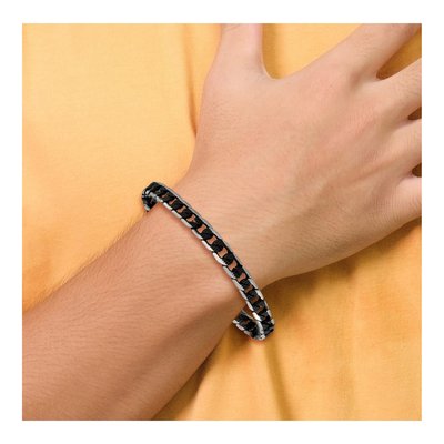 Men's Black Stainless Steel 7mm Curb Chain Bracelet – view 5