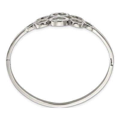 Stainless Steel Crystal Pave Hinged Bangle Bracelet – view 3