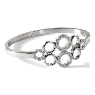 Stainless Steel Crystal Pave Hinged Bangle Bracelet – view 6