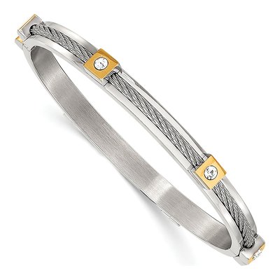 Stainless Steel Crystal IP Bangle Bracelet